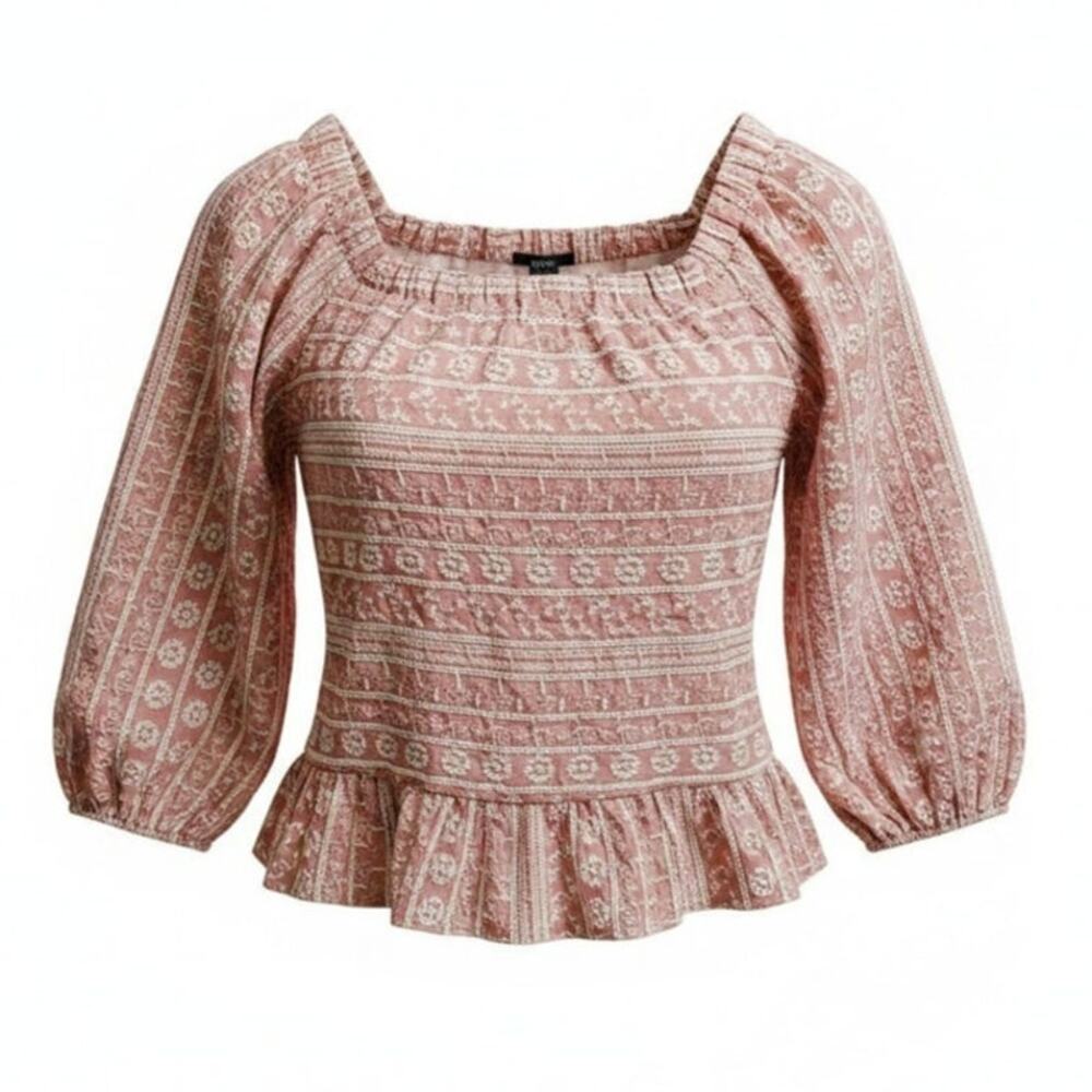 Saints and Hearts Womens Pink Peplum Blouse Top Festival Boho Fairy Cottage Sz L